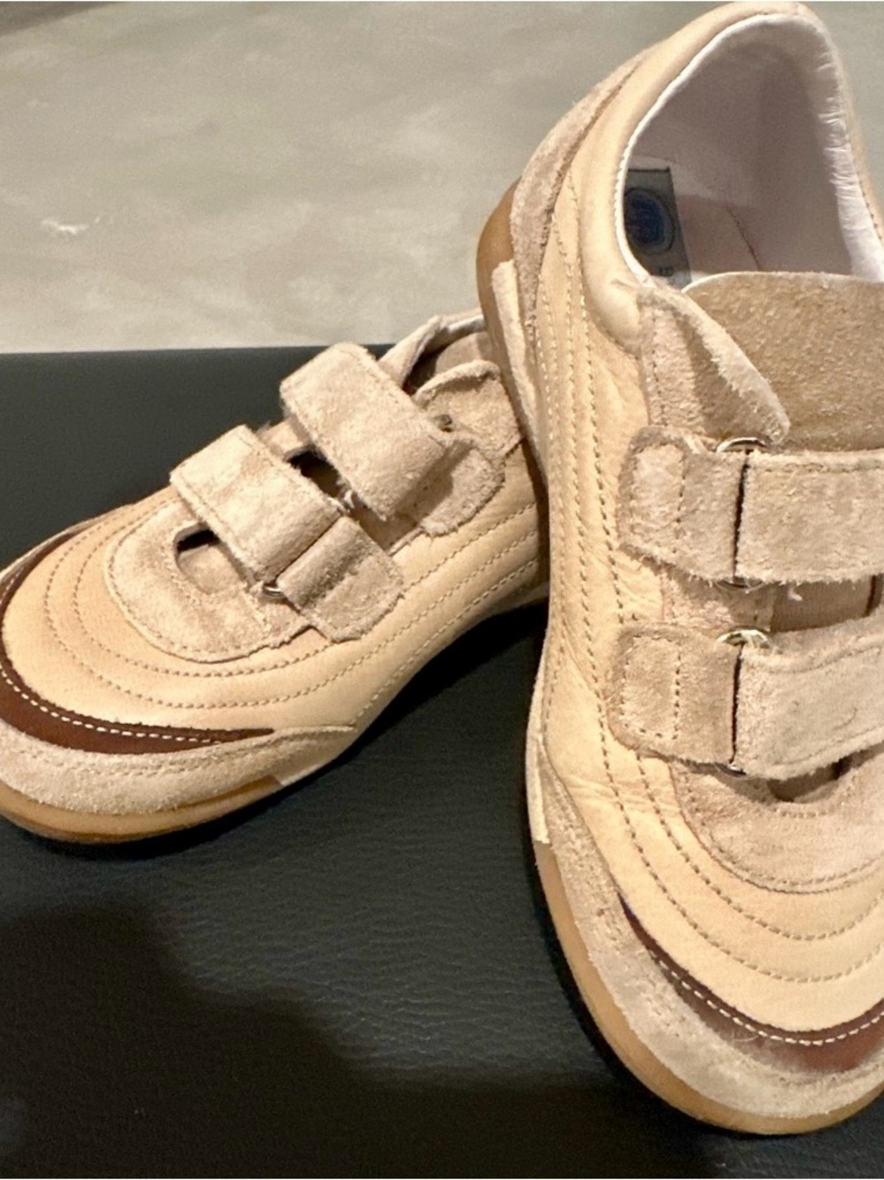 Blue Elephant kid’s leather & suede velcro sneakers, size 24EU (8-8.5 US)